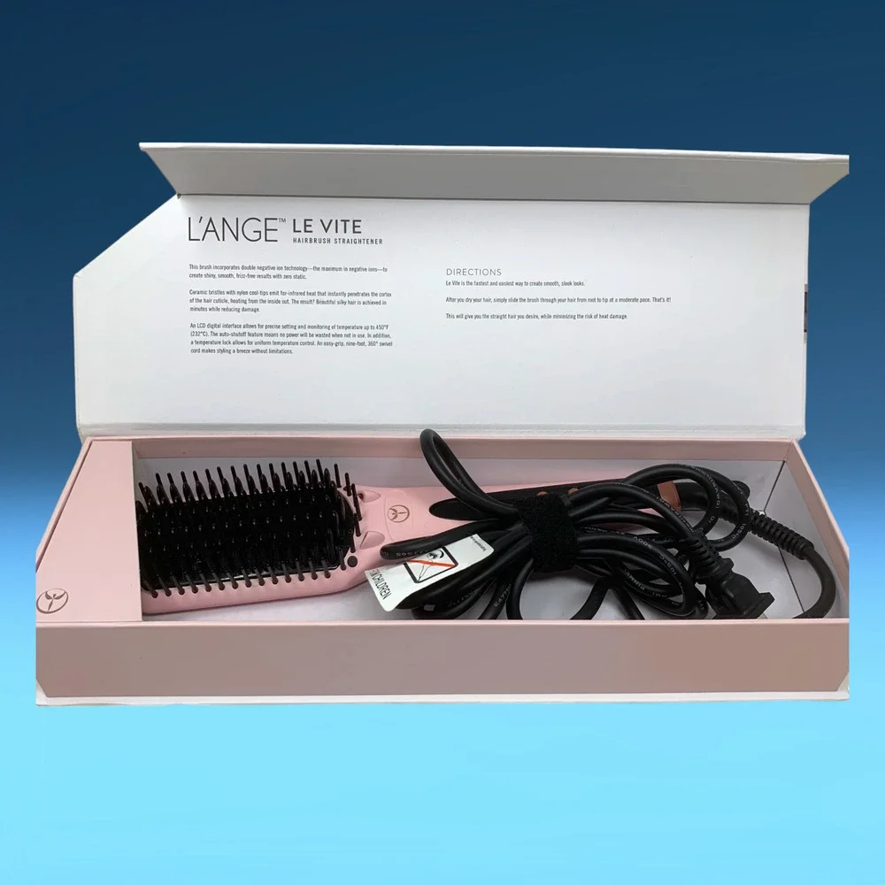 L'ange Le Vite Hair Brush Straightener Pink Lange Double Negative Ion Technology
